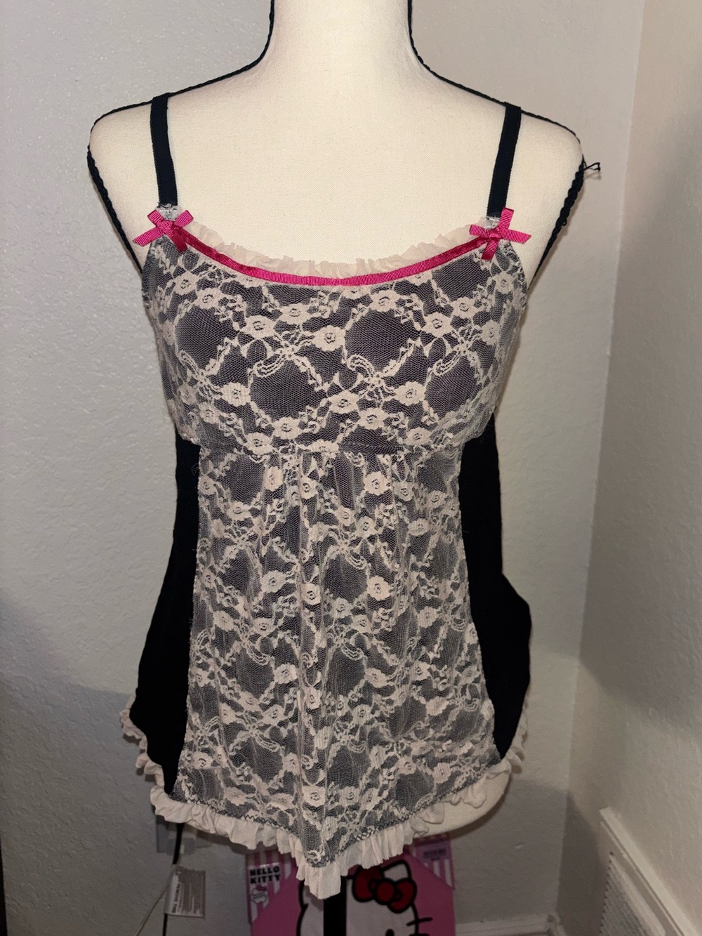 Black & cream lace blouse